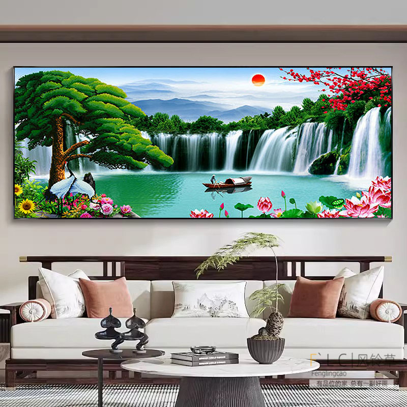 流水生财钻石绣贴十字绣5d钻石画