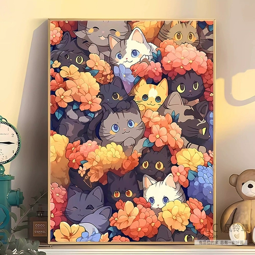 5D Diamond Painting Full Drill Новая милая кошачья гостиная 2024 очки Diamond Cross Stitch детская мультипликационная группа Diamond Embroidery