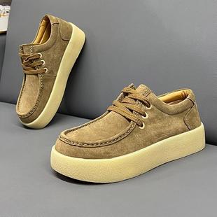 潮流厚底增高休闲板鞋 男士 波西米亚风百搭增高袋鼠鞋 新款 2025秋季