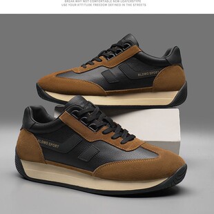 男士 休闲男鞋 阿甘鞋 厚底防滑百搭皮革拼接老爹鞋 批 休闲运动鞋 春季