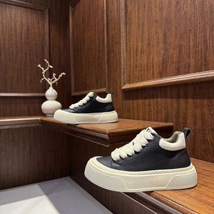 秋季 2025新款 皮面休闲鞋 百搭潮厚底增高鞋 板鞋 系带轻便低帮鞋 男款