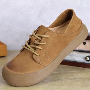 男款 休闲皮鞋 复古时尚 低帮软底男士 厚底 2025秋季 大头鞋 新款