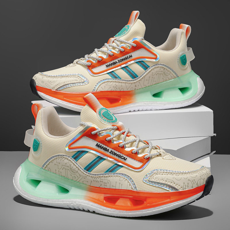 20256新款镭射气垫老爹鞋厚底增高休闲运动鞋潮牌渐变撞色跑步鞋