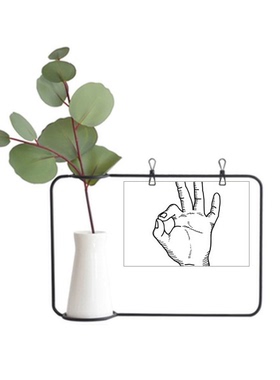 线描OK手势纹样金属相框陶瓷花瓶装饰假花仿真花创意卡片ins