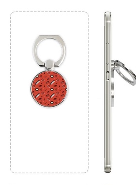 红底黑色唱片音乐音符手机支架指环多功能黏贴懒人桌面支撑礼品定