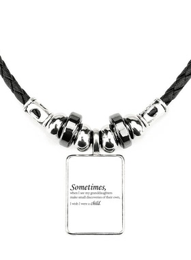 当他看到他的孙子的思绪手工蜡皮绳项链子吊坠饰品合金挂坠男女定