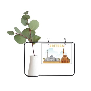 古堡建筑棕榈树厄立特里亚金属相框陶瓷花瓶装饰假花仿真花创意卡