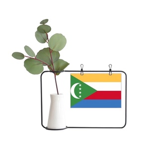 科摩罗国旗非洲国家象征符号图案金属相框陶瓷花瓶装饰假花仿真花