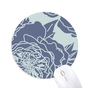 牡丹抽象花卉北欧插画圆形游戏办公防滑橡胶鼠标垫礼物
