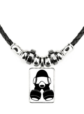 防毒面具反恐精英污染手工蜡皮绳项链子吊坠饰品合金挂坠男女定制