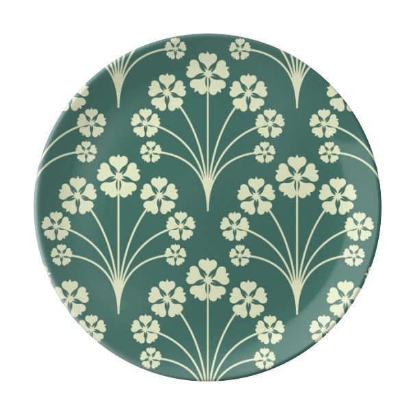 五瓣花星星花植物纹样陶瓷餐盘子8寸月光盘餐具家居礼物