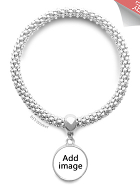 来图银色圆形金属吊坠礼品手链