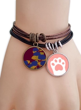 日本花朵蓝色猫咪原创设计风手链