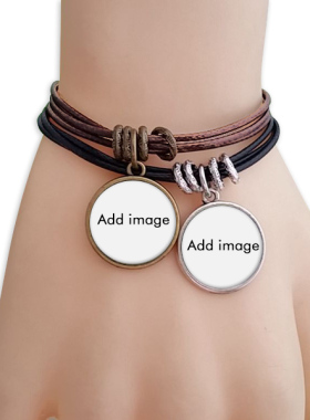 来图皮革吊饰情侣礼品手链
