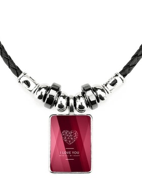 酒红色情人节爱心饰品合金吊坠