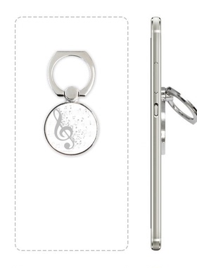 灰色高音谱号音乐音符手机支架指环多功能黏贴懒人桌面支撑礼品定