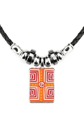 方块螺旋墨西哥图腾手绘合金吊坠