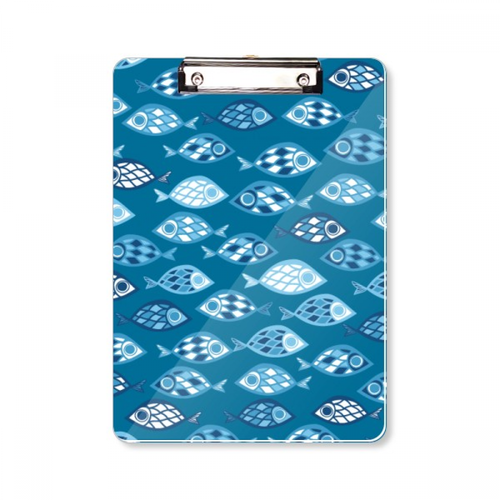 卡通蓝色网格抽象鱼平头文件夹书写垫板考试A4板夹纸夹子,居家日用,书写板,淘宝优惠券,粉丝福利购,淘宝优惠卷