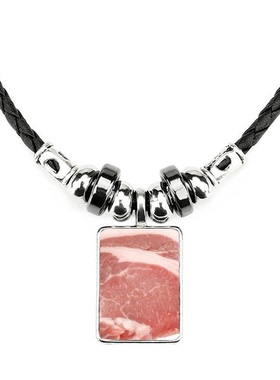 猪肉块生肉美味食物手工蜡皮绳项链子吊坠饰品合金挂坠男女定制礼