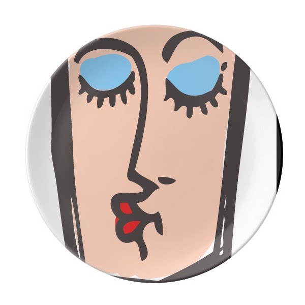 亲亲抽象人脸聊天素描表情包陶瓷餐盘子8寸月光盘餐具家居礼物