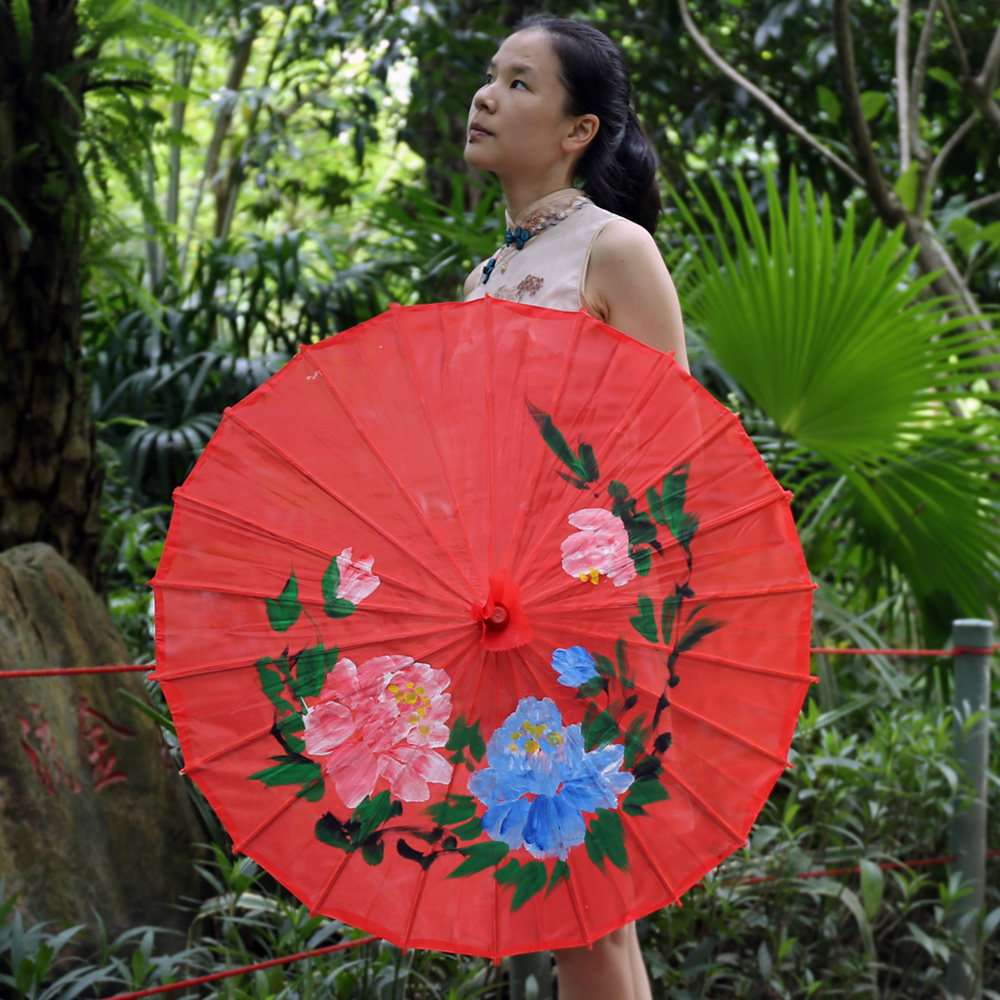 牡丹花绸布伞油纸伞舞蹈伞古典伞道具伞旗袍走秀伞新娘江南工艺伞