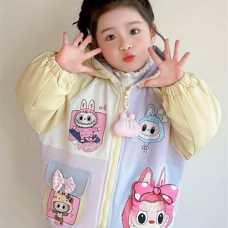 女童加绒外套秋冬2025新款洋气儿童拉布布衣服宝宝秋装加厚派克服