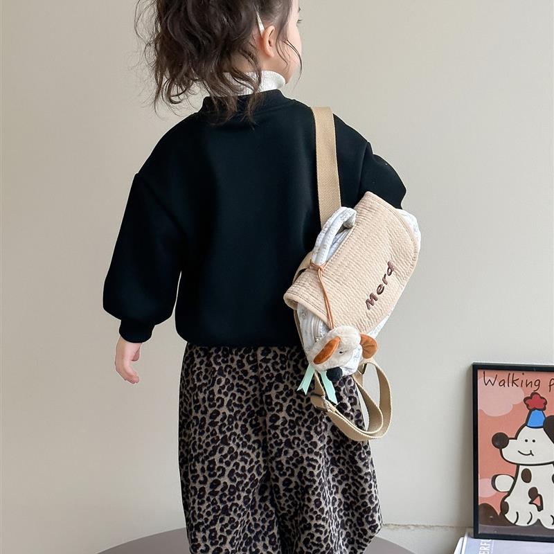 女童加绒卫衣套装秋冬装2025新款儿童韩版豹纹裤子宝宝长袖运动装