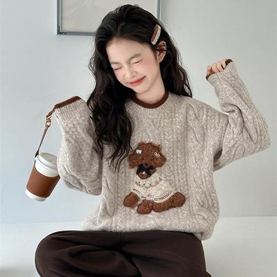 女童秋冬毛衣2025新款洋气冬装加厚儿童小女孩针织打底衫大童冬款