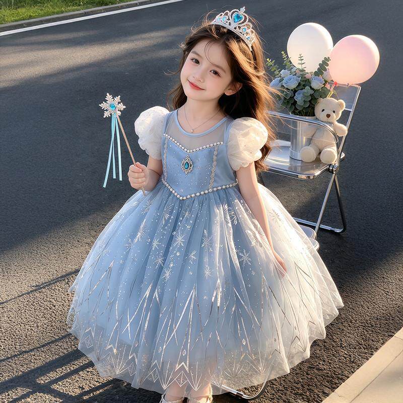 女童爱莎公主裙2026新款儿童夏季艾莎洋装女宝宝夏装绝美蓬蓬裙