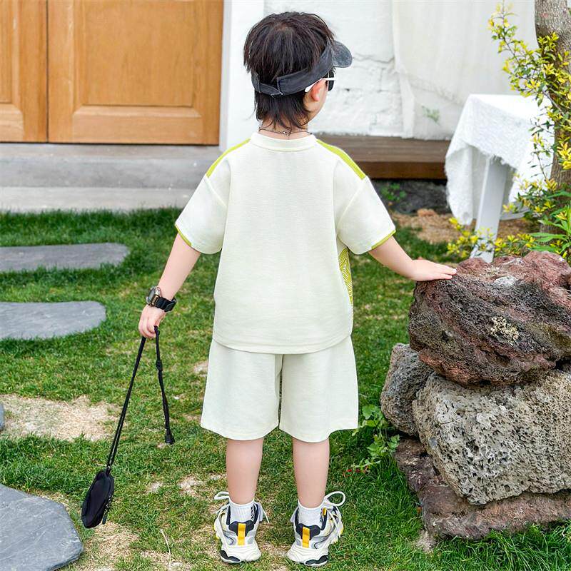 韩版童装男童短袖套装2026新款帅气潮酷儿童T恤夏装运动服两件套