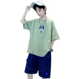 儿童套装男童夏装套装夏季2026新款中大童夏款短袖男孩衣服酷帅洋