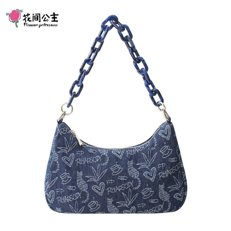 花间公主腋下包女包包小单肩包手提牛仔布百搭单肩手提包狂想曲