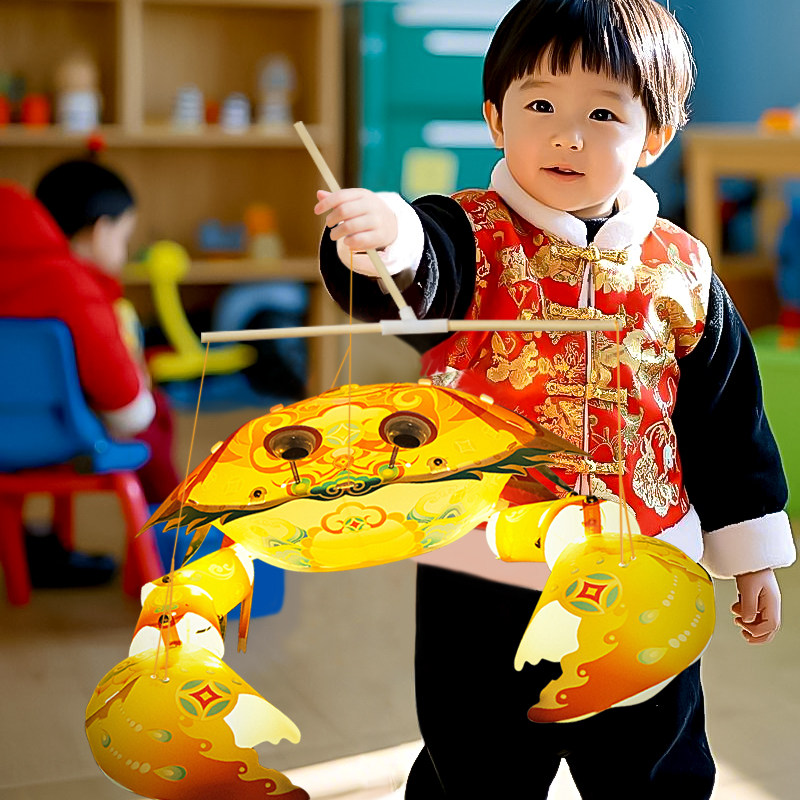 国潮螃蟹灯笼手工diy新年春节元旦蛇年儿童鱼灯材料虾灯古风花灯,玩具/童车/益智/积木/模型,手工创意粘贴类,淘宝优惠券,粉丝福利购,淘宝优惠卷