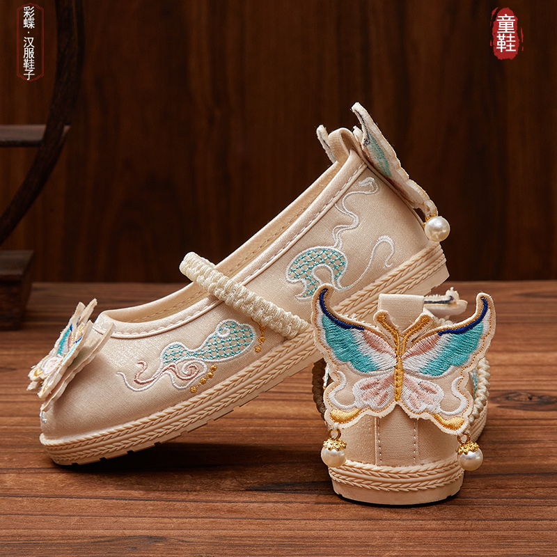 汉服鞋女童新款绣花鞋古风
