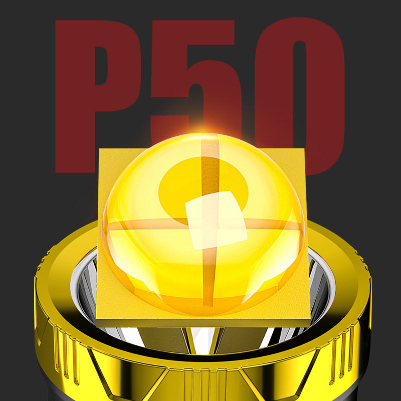 LED大功率强光手电筒户外充电超亮远射手电多功能家用探照灯