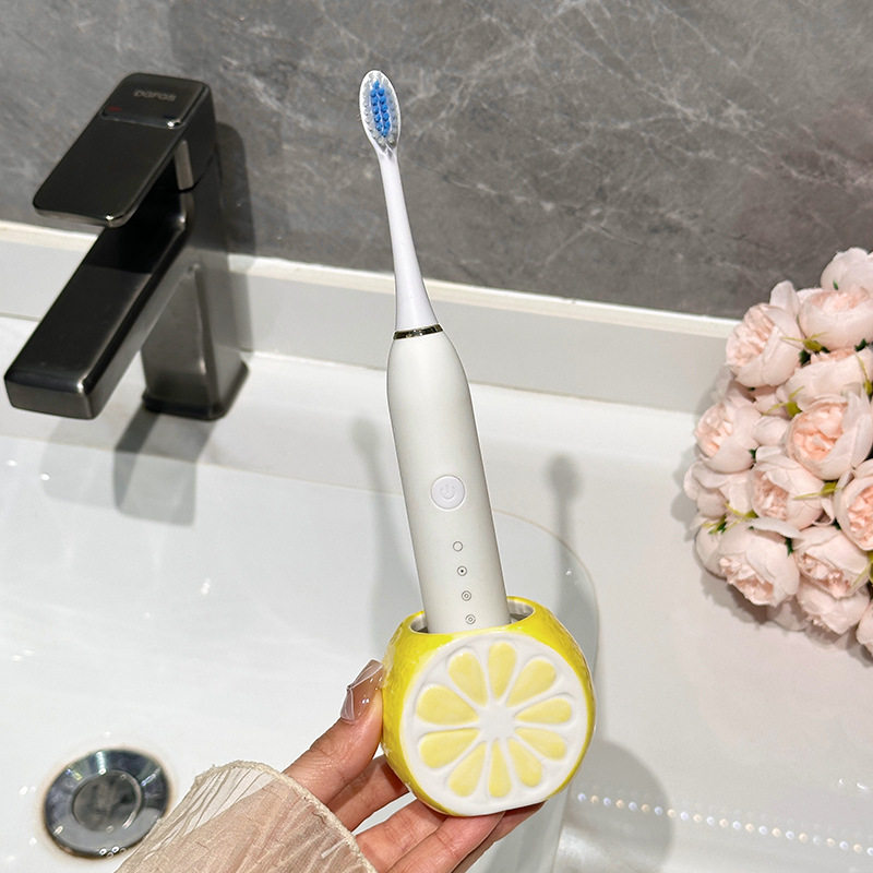 柠檬电动牙刷架子置物架牙膏放置架洗漱台架子底座支架可爱陶瓷