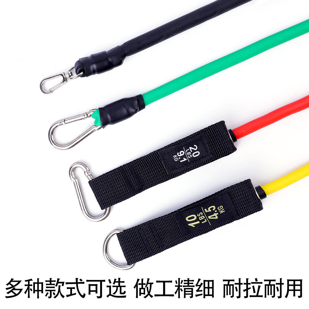TPE拉力绳11件套拉力器健身美体家庭一字健身套装织带登山扣款
