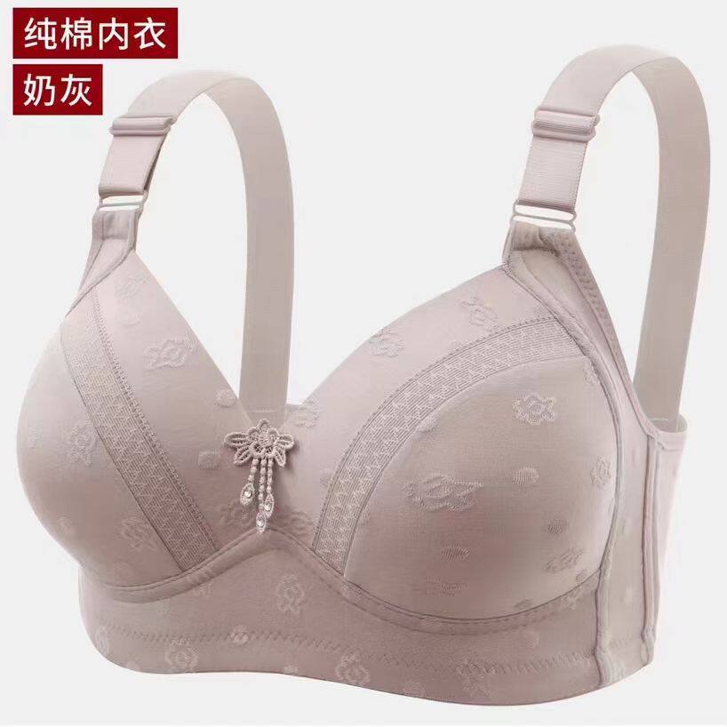 内衣女大胸显小胸无钢圈聚拢收副乳防下垂纯棉薄款性感文胸全罩杯