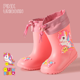 2025新款儿童雨鞋女款加绒可拆卸女童雨靴防滑宝宝幼儿园小孩水鞋