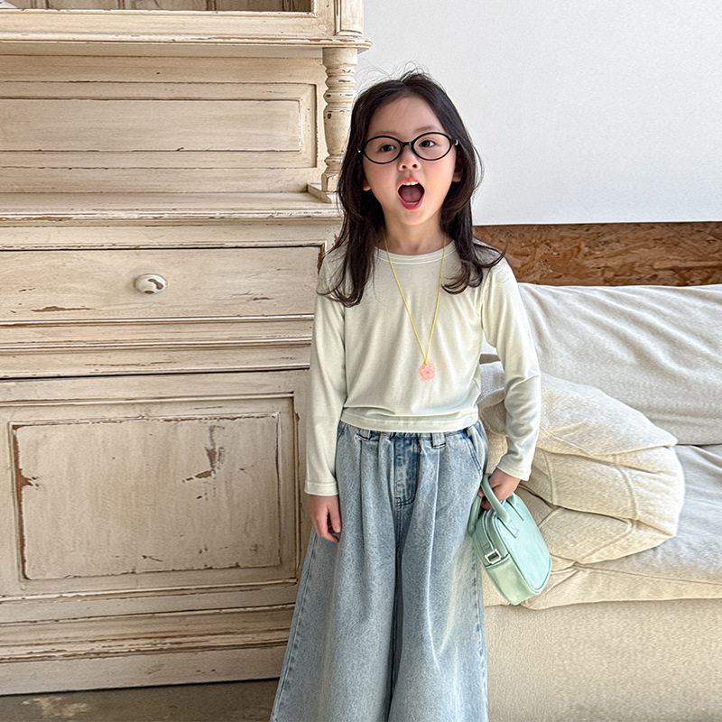 维木童装女童打底衫2025春装新款儿童韩版长袖t恤肌底衣宝宝衣服