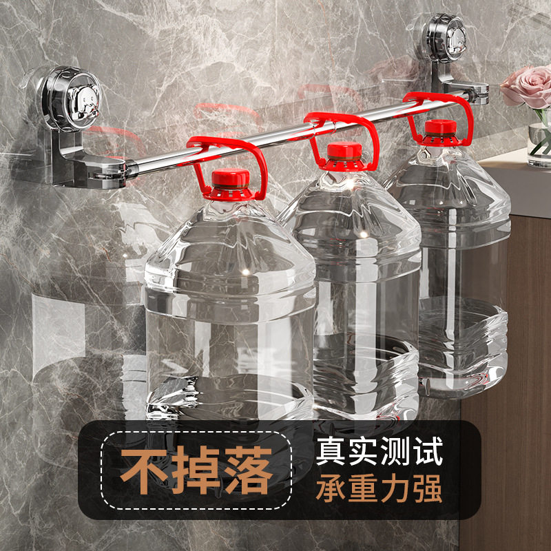 吸盘毛巾架强力浴室伸缩收纳置物免打孔厕所挂钩卫生间浴巾架挂杆