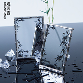 观园吉竹影新中式 化妆镜办公桌梳妆镜台桌面装 饰摆件镜子复古礼物