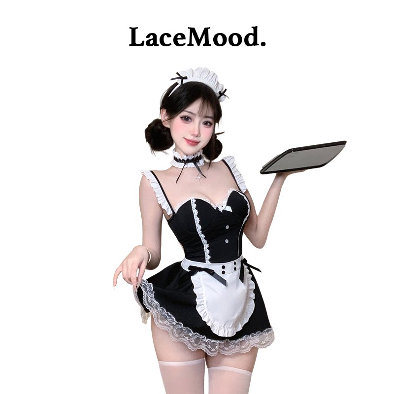 LaceMood：女仆cos装性感睡裙带胸垫小胸战袍情趣衣制服qqny内衣
