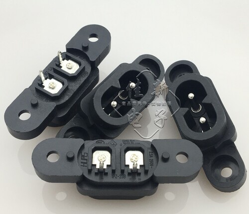 AC电源插座八字1PZ-23B卡扣卡式8字电源座两孔可焊接全铜2.5A