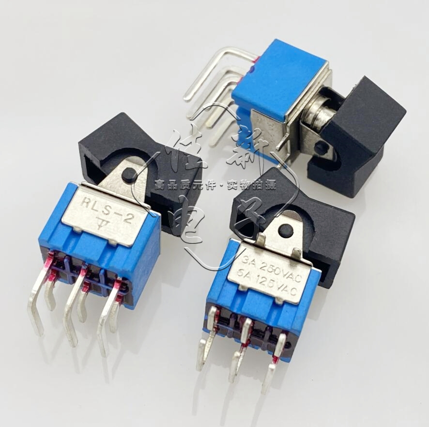 RLS-202-A3-00正弯钮子开关6脚2档双排带帽侧插 摇臂翘板开关扭子