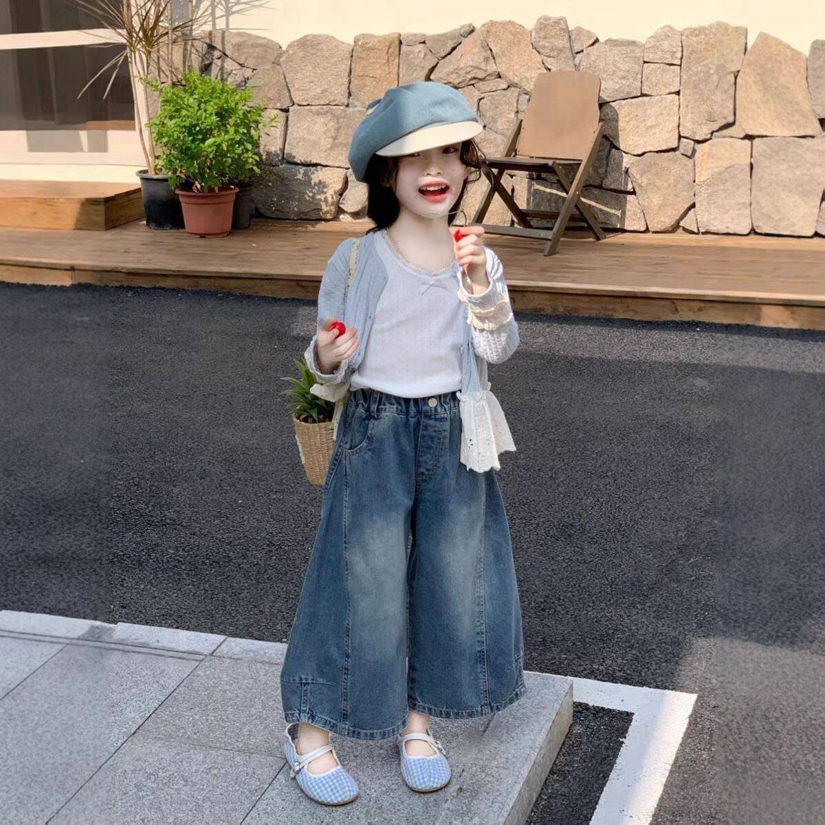 女童套装针织外套牛仔裤
