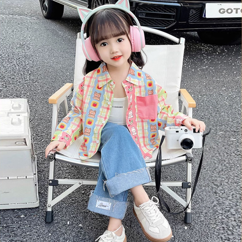 纯棉女童衬衫春秋卡通薄