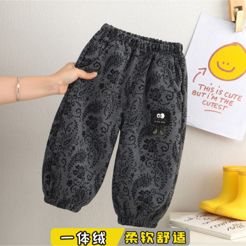 男童裤子秋冬款一体绒保