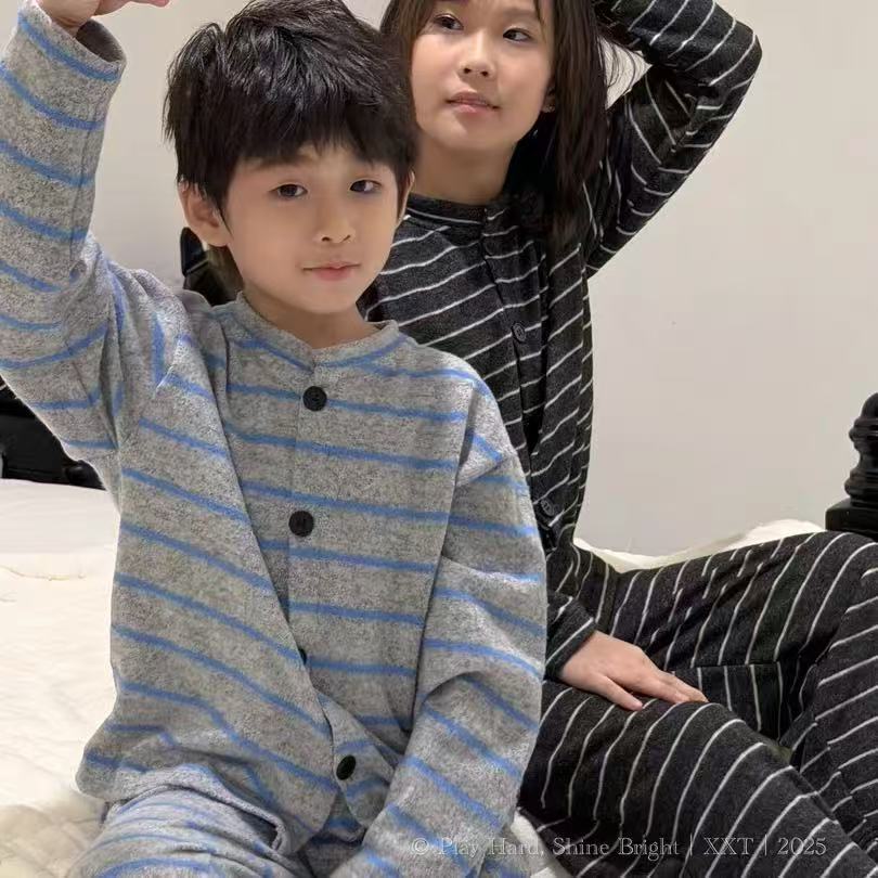 春秋季儿童睡衣条纹宽松