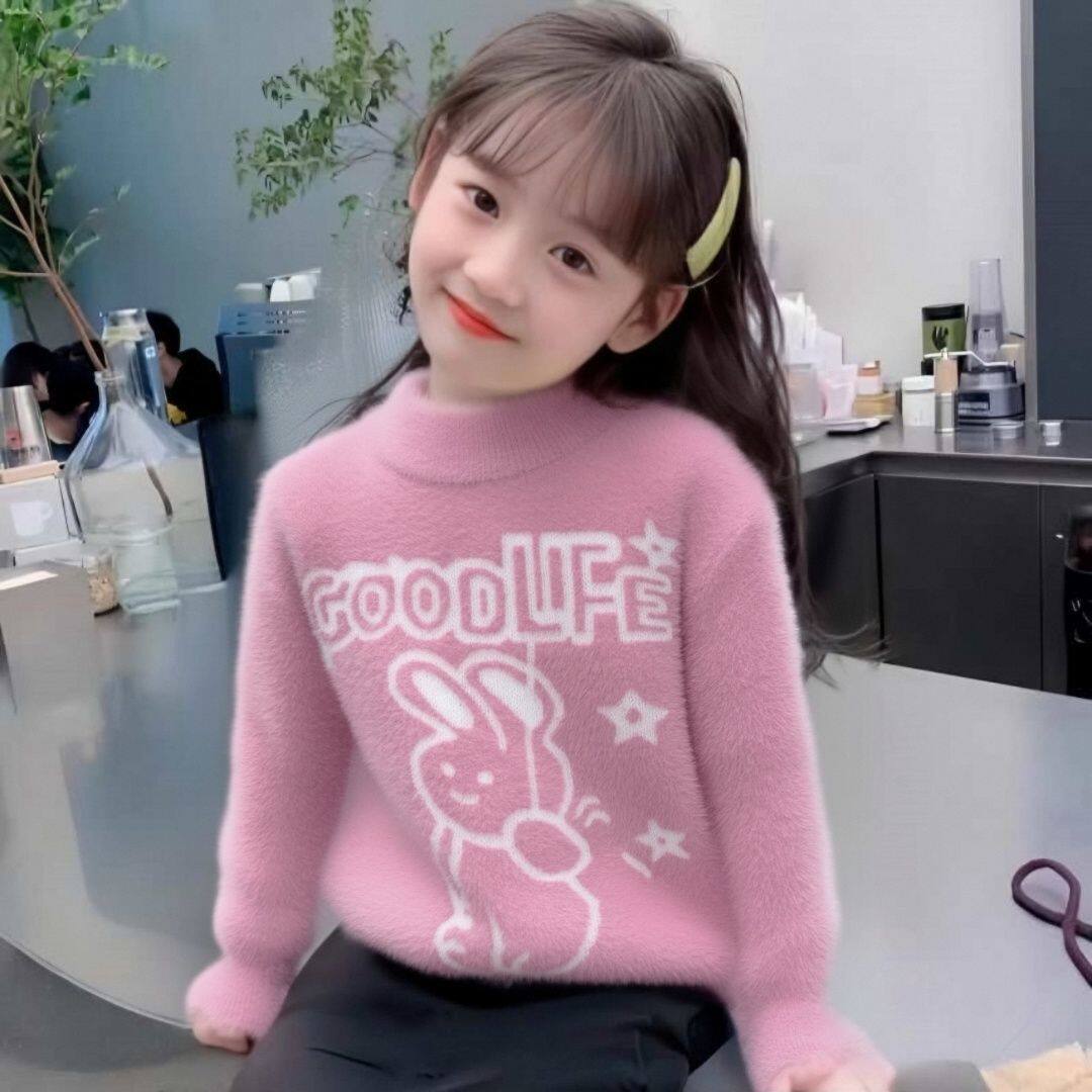 可爱兔子刺绣毛衣女童绒